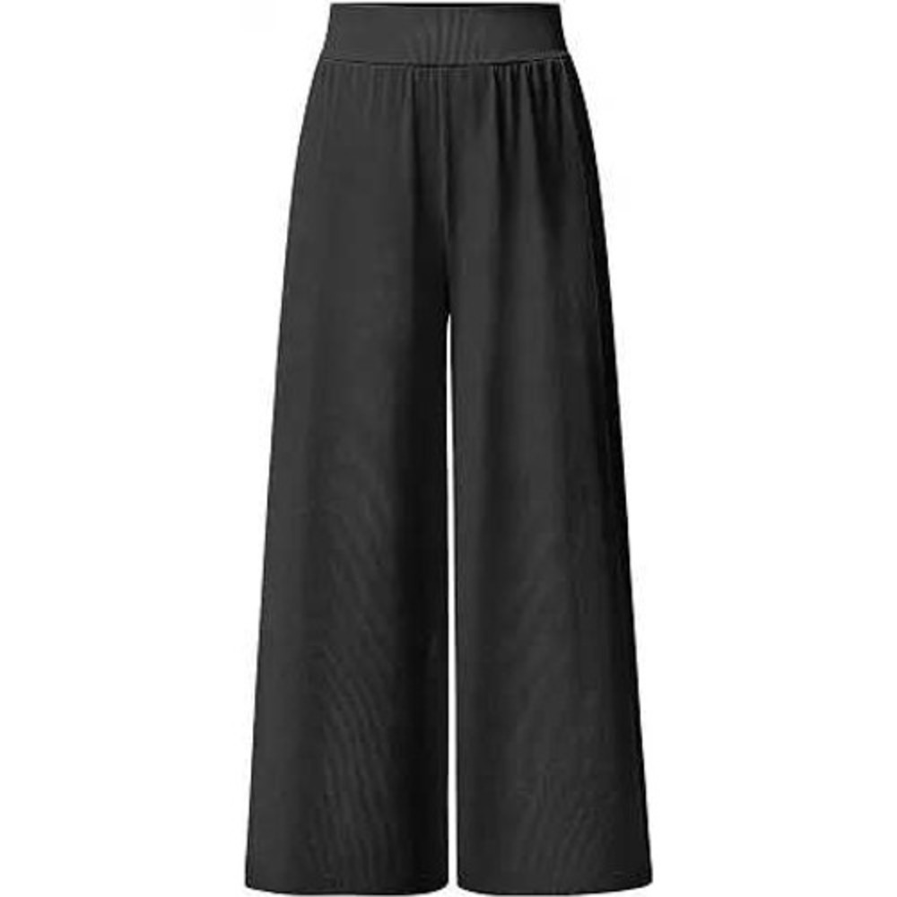 OQQ Women Pants Wide Leg High Waisted Pants in Black Large NWOT